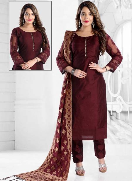 N F CHURIDAR 33 Fancy Festive Wear Latest Readymade Salwar Suit Collecion N F C 729 MAROON